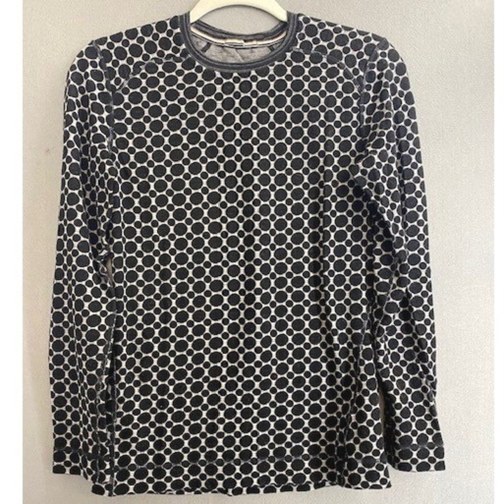 Smartwool Kids L Merino Wool Base Layer Long Sleeve Shirt Black Grey Polka Dot‎